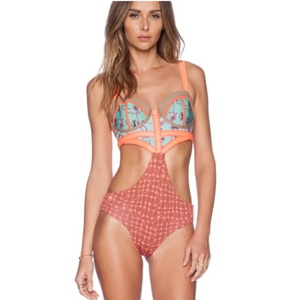 Maaji Citrus Award One-piece Swimsuit Cut Out Colorful Women's - Picture 4 of 16